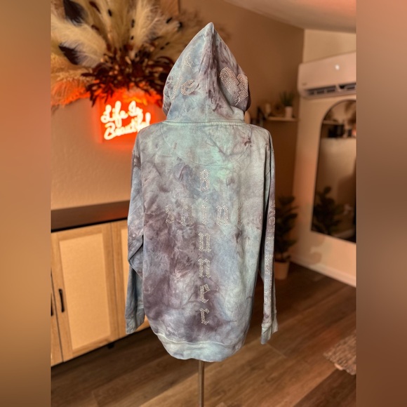 Yours Truly “Sinner & Saint” Rhinestone Tie dye Hoodie - Picture 2 of 7